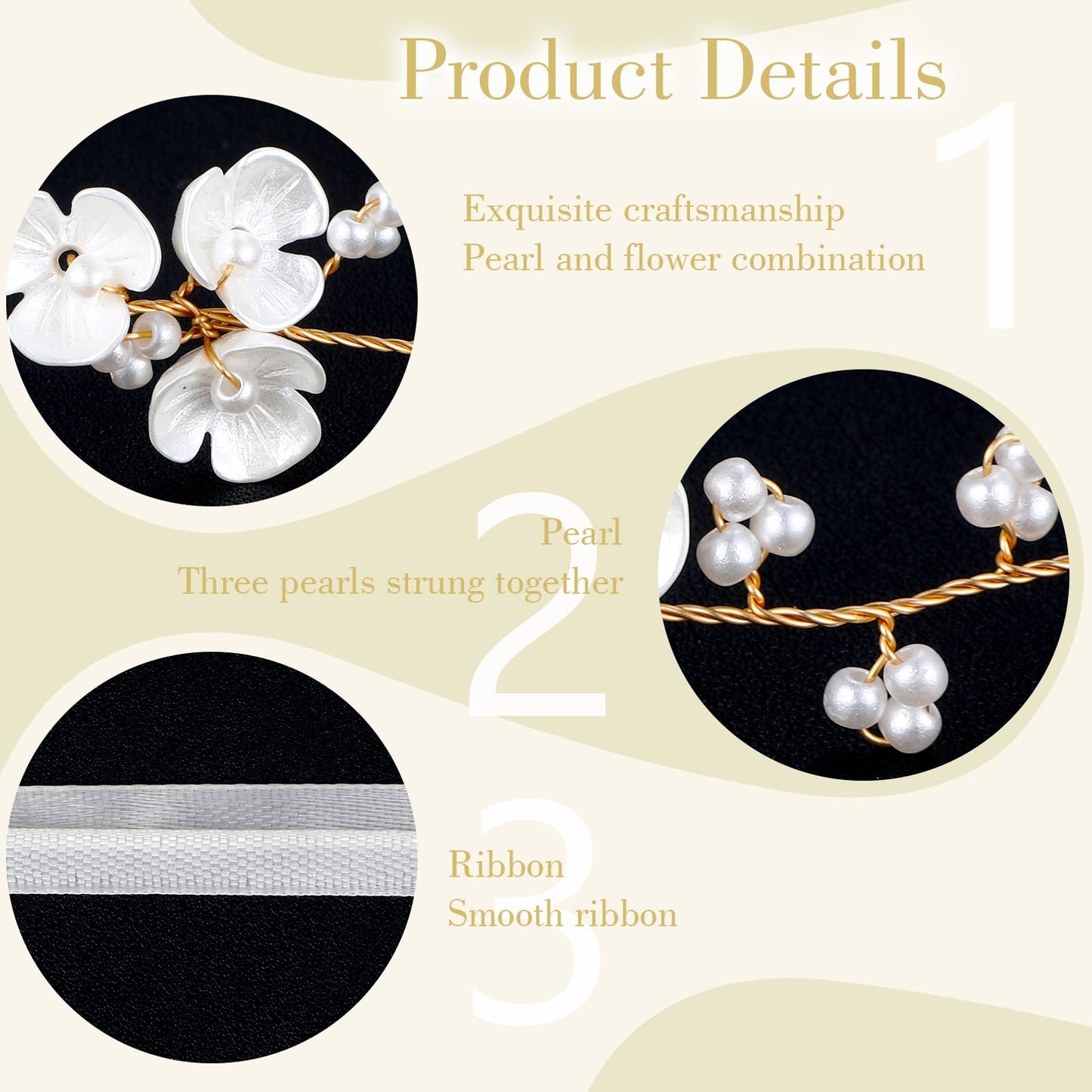 Flower Crown for Girls, Bridal Pearl Headband Women Floral Crowns for Wedding and Birthday, Flower Girl Hair Accessory Headpiece