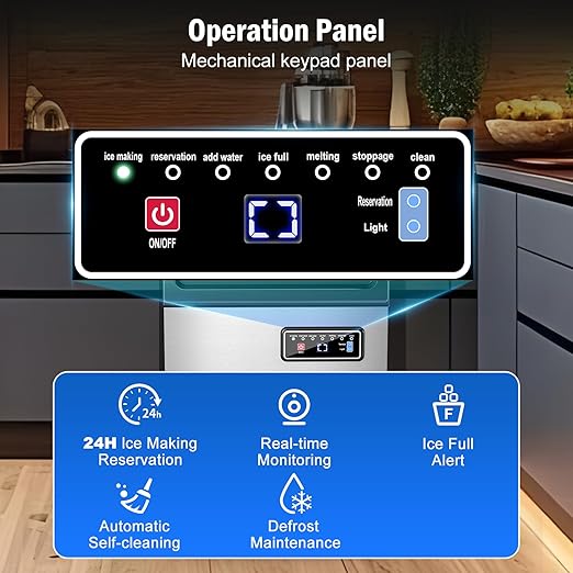 Nugget Ice Maker, 80 LBS/Day with 15 LBS Storage Bin, Freestanding Undercounter Ice Maker Machine Stainless Steel, Soft Chewable Pellet Ice Machine for Home Bar Kitchen Office, Self-Cleaning