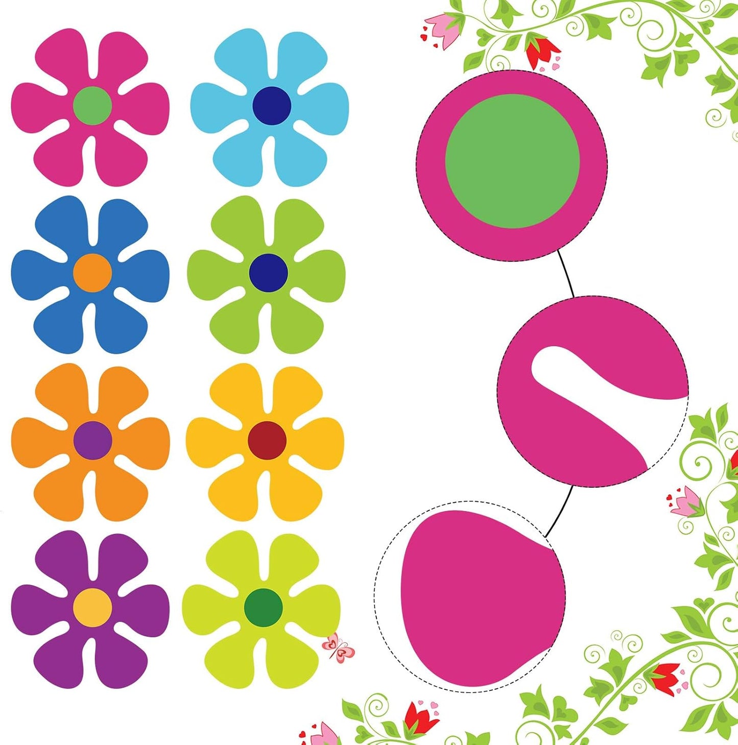 Outus Car Flower Magnet Funny Magnetic Decals Decorations Cute Fridge Magnets 60s Flower Cutout Magnet for Car Home Door Refrigerator (24 Pieces,3.9 x 3.9 Inch)