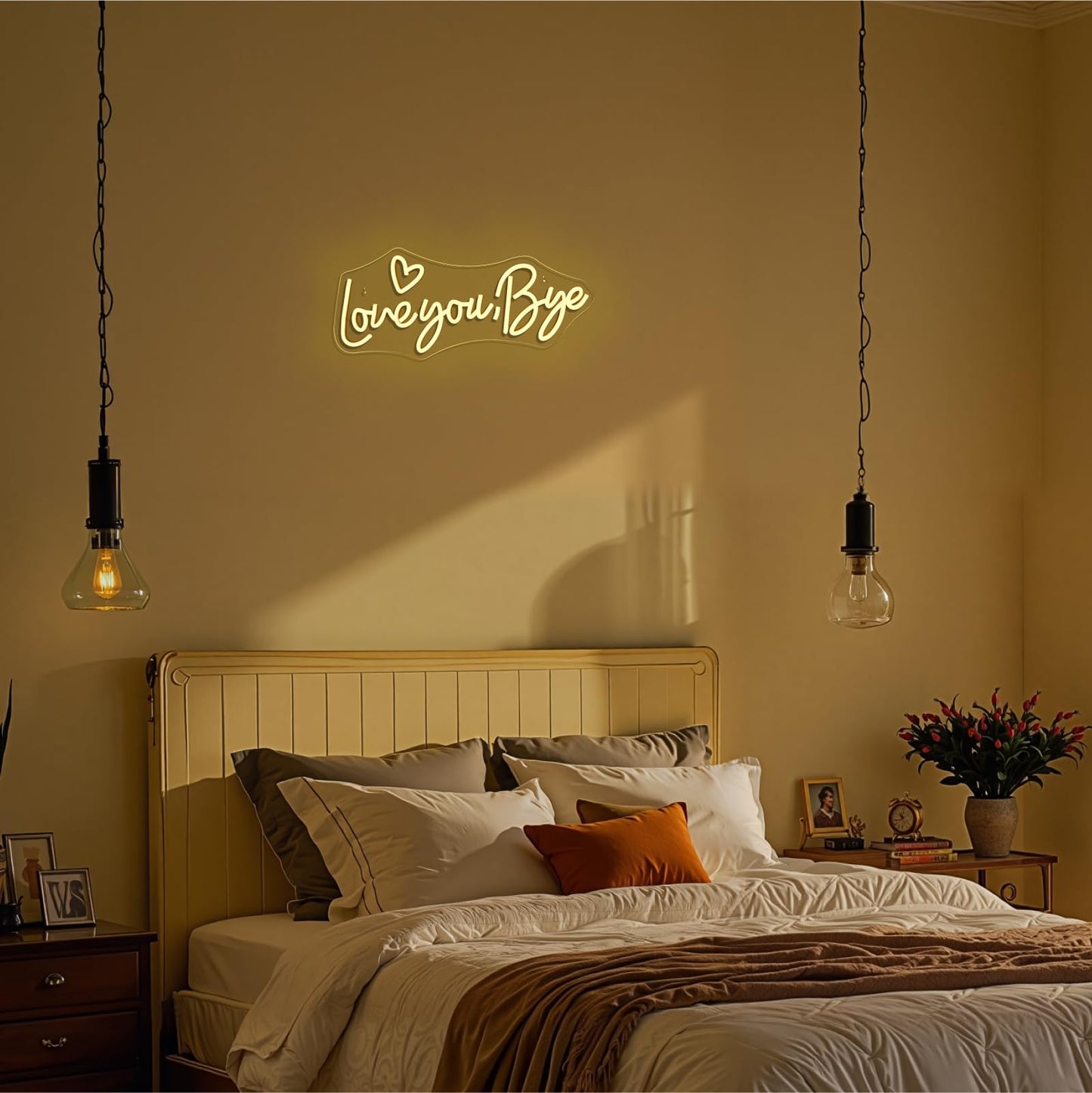 FAXFSIGN Neon Sign for Wall Decor - Love You Bye, Warm White, Acrylic, Modern Design, Ideal for Entryway, Bedroom, Wedding, Party, Gift