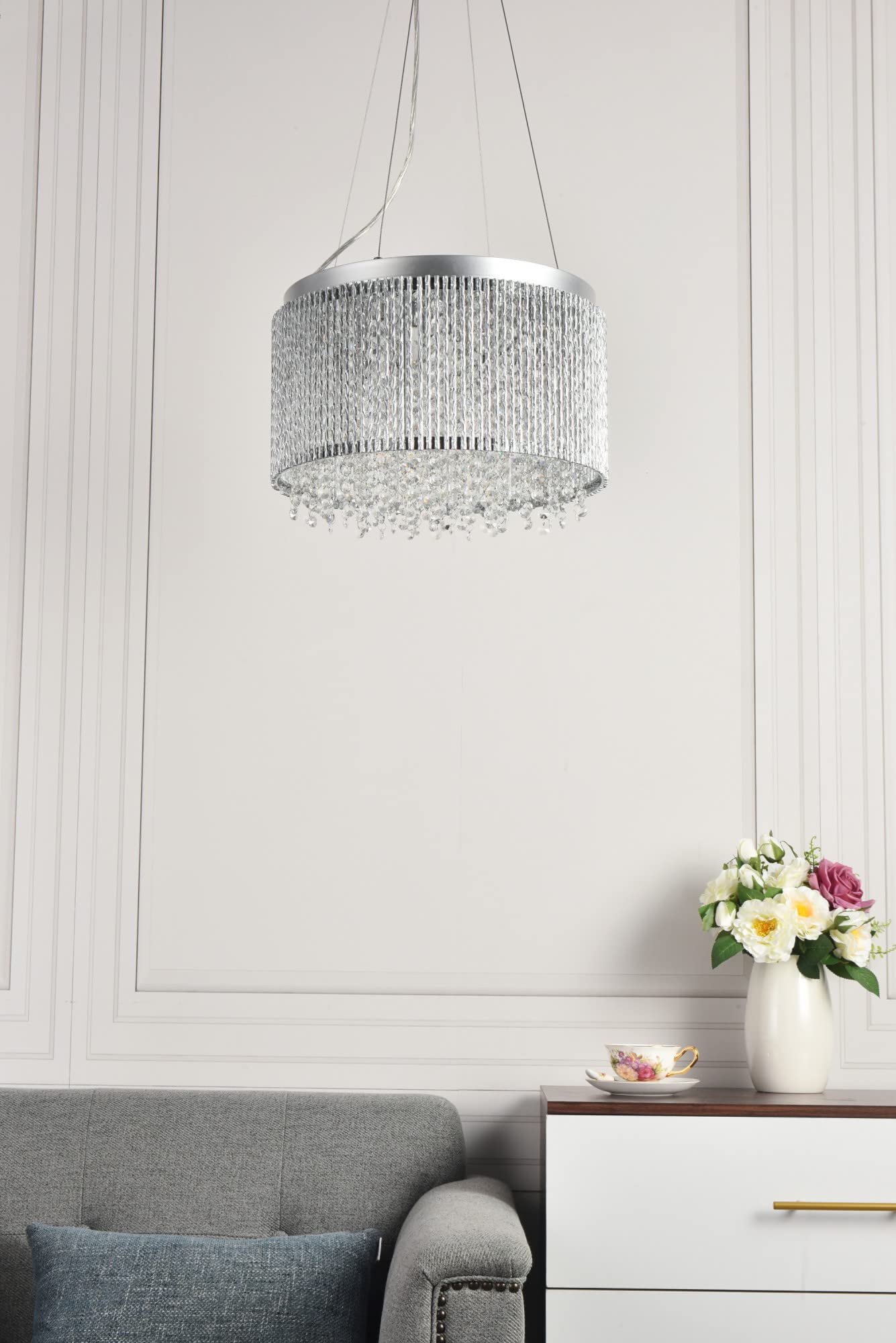 Elegant Lighting Influx Ten Light Pendant - Silver, Model V2092D16C/Rc