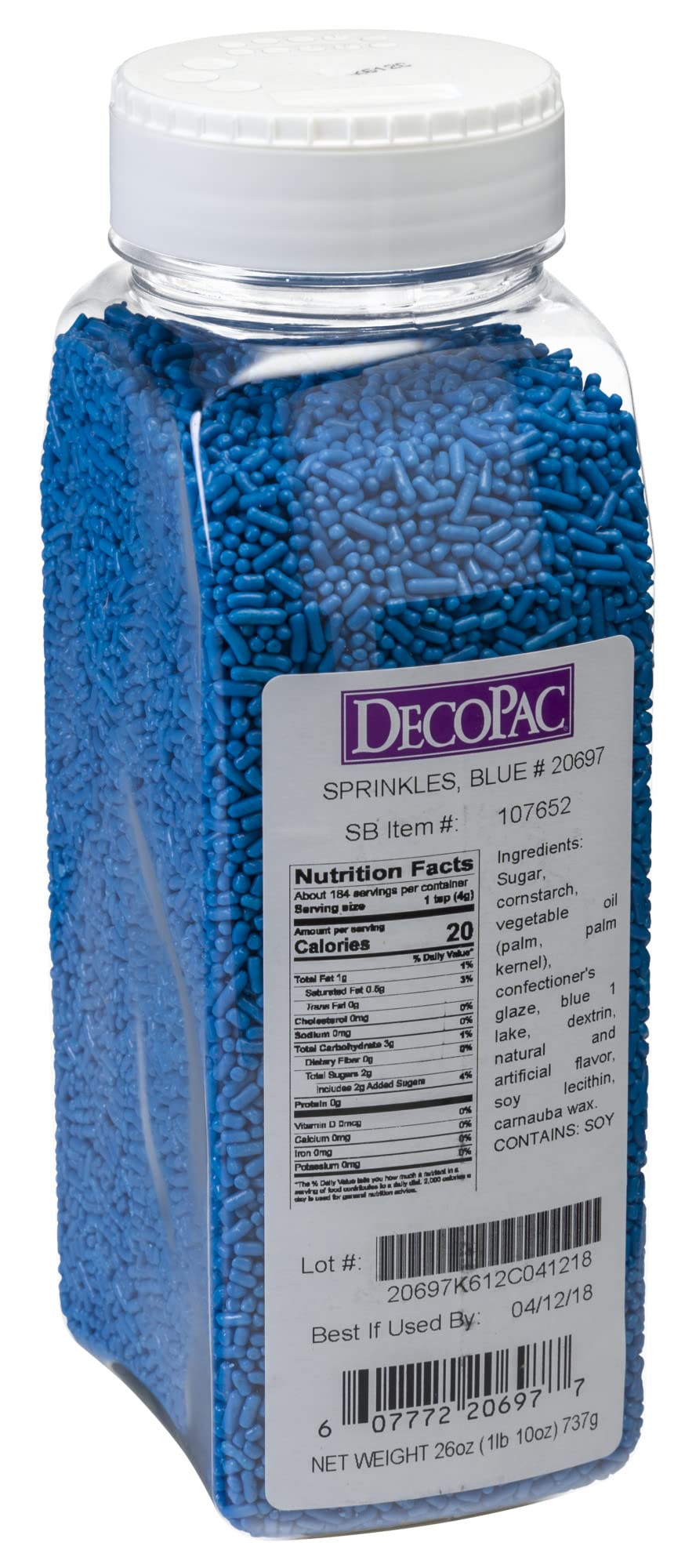DecoPac Blue Sprinkles | Extra Large 26oz Pack | Cake Sprinkle Mix, Fancy Sprinkles For Cake Decorating, Handheld Container, Can