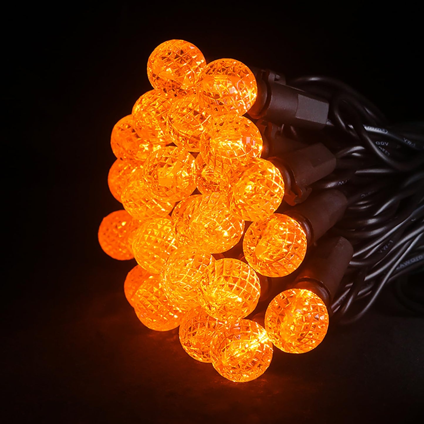 18.6Ft 50 Led Orange Halloween Lights G12 Mini Globe Ball String Lights For Small Tree Crafts Holiday Indoor/Outdoor Christmas Thanksgiving Day Halloween Decorations  Ul Certified  Connectable  Orange