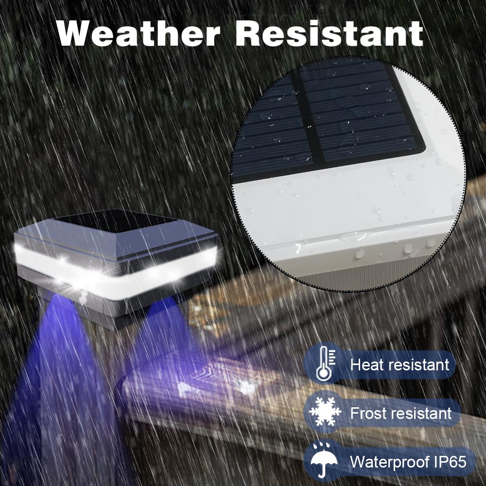 Indarun Solar Post Lights - 52 Leds, 160 Lm, Ip65 Waterproof, Fits 4X4/5X5/6X6 Posts, White, Model Ws142W