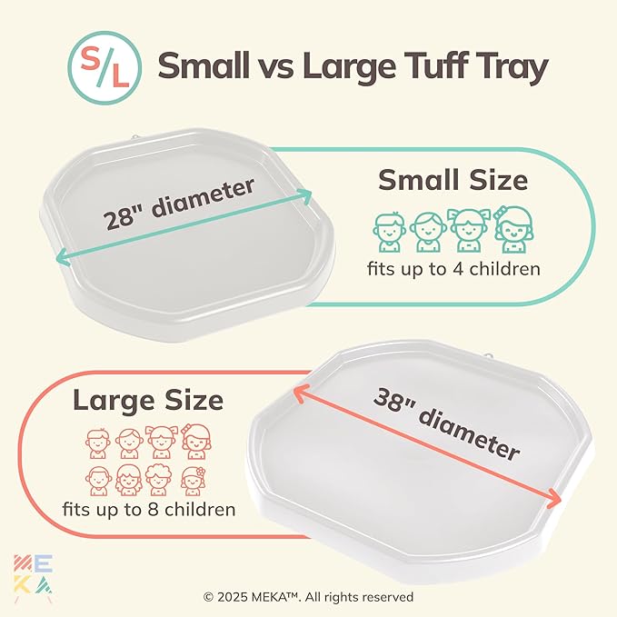 MEKA Tuff Tray with Solar Fountain, Sensory Water Play Tray for Kids, Outdoor Indoor Messy Play, STEM Activities, Classroom or Home Use ((White, Large 38" x 38"))