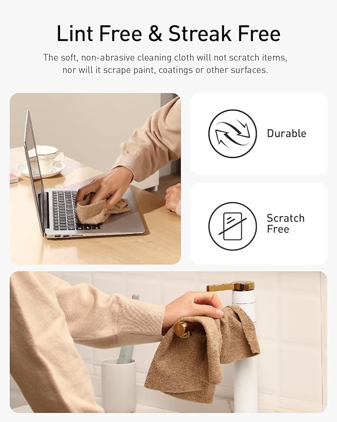 Fantasticlean Microfiber Cleaning Cloth Roll -30 Pack, Tear Away Microfiber Towels, 12" x 12", Reusable, Washable, Scratch Free, Ultra Absorbent Dishcloth for Car, Home Supplies, Pet, Kitchen (TAN)