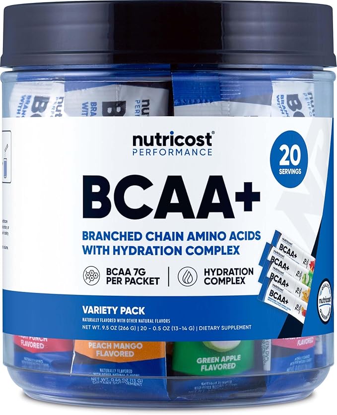 Nutricost BCAA+ Hydration Variety Pack (20 Stickpacks) - Branched Chain Amino Acids with Hydration Complex - Gluten-Free, Non-GMO