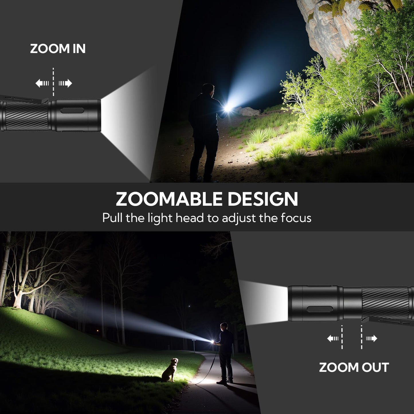 Rechoo Flashlight Rechargeable 2 Pack  500 Lumens  3 Lighting Modes & Zoomable  Small Tactical Torch Light For Edc And Emergency  Water Resistant  Duable  Included Pocket Clip & Lanyard