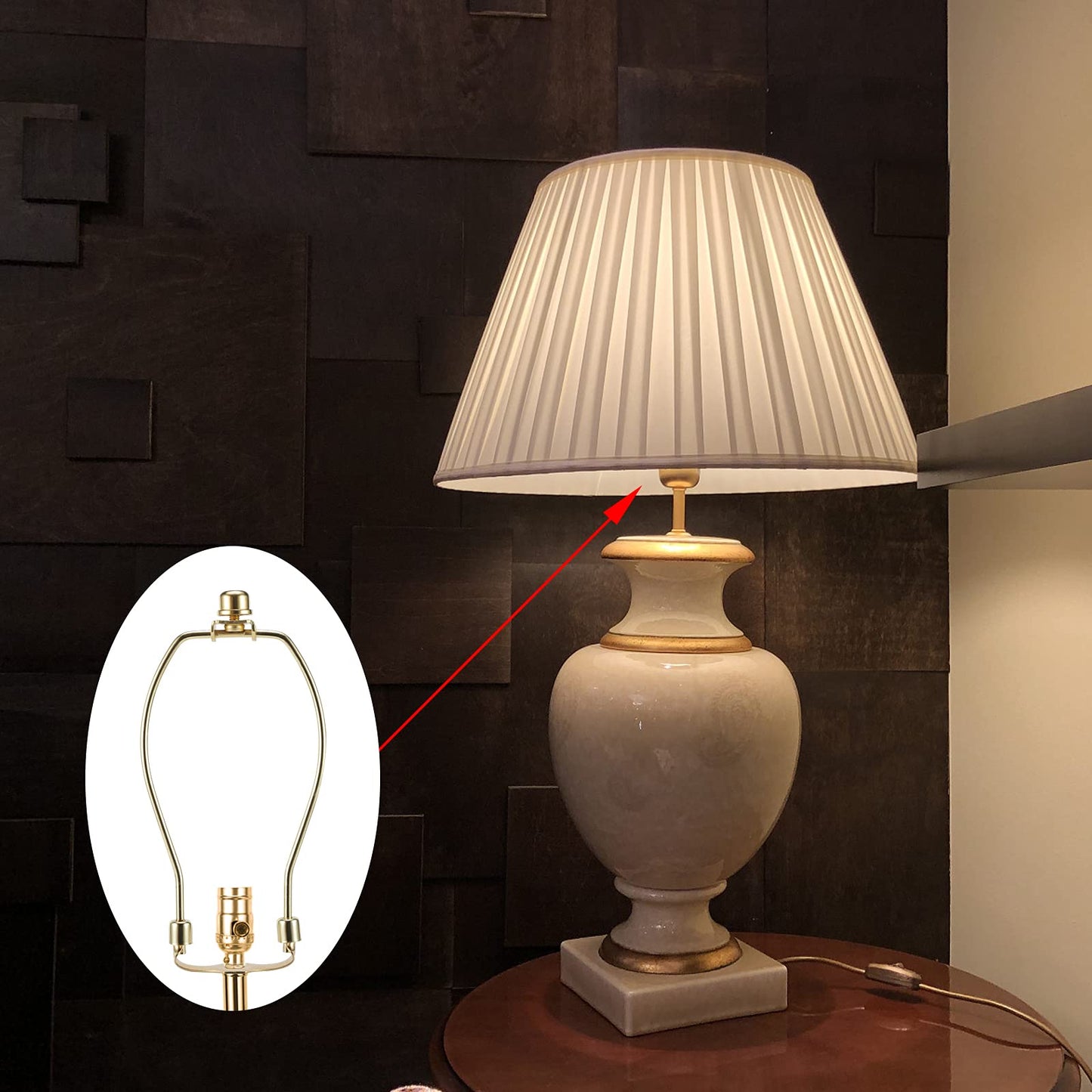 10 Inch Brass Lamp Harp Holder Kit Replacements with Finials and Detachable Saddle Bases, Light Duty, Saangseon Pack 2 DIY Lighting Accessories Horn Frame Lamp Shade Brackets