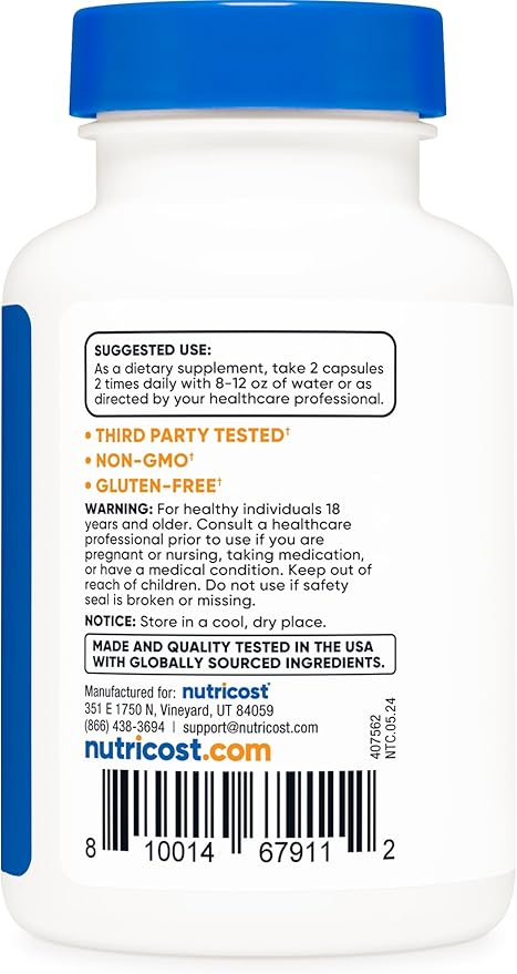 Nutricost Alpha GPC 600mg, 60 Vegetarian Capsules - Non-GMO and Gluten Free, 300mg Per Capsule