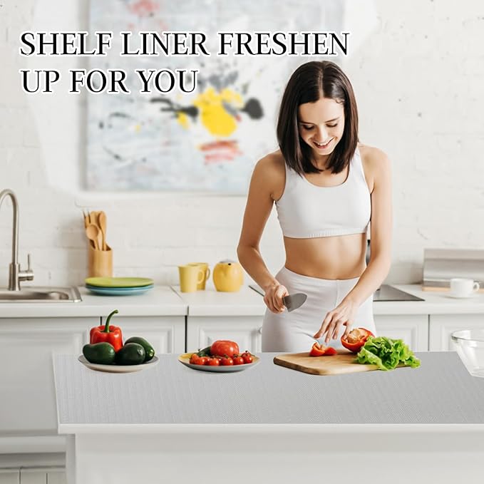 Beautysaid Shelf and Drawer Liner for Kitchen Cabinet, Non Adhesive Non Slip Shelf Paper Waterproof Washable Thickened for Dresser Pantry Shelve Bathroom Protector Liner(Light Grey,23.6 in x 10 FT)