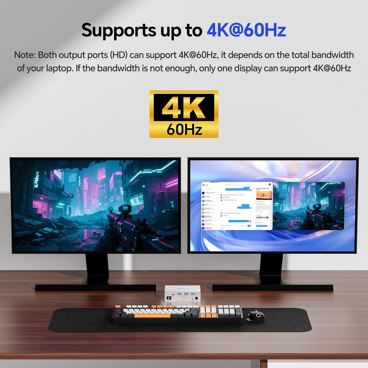 USB C KVM Switch 4K@60Hz, Dual Monitor Dock KVM Switch for 2 Laptop Sharing 2 Monitor, 2 USB-C MST Ports,100W PD and 1G Ethernet for 2 Laptops with Wired Remote Control and USB C Cables Included