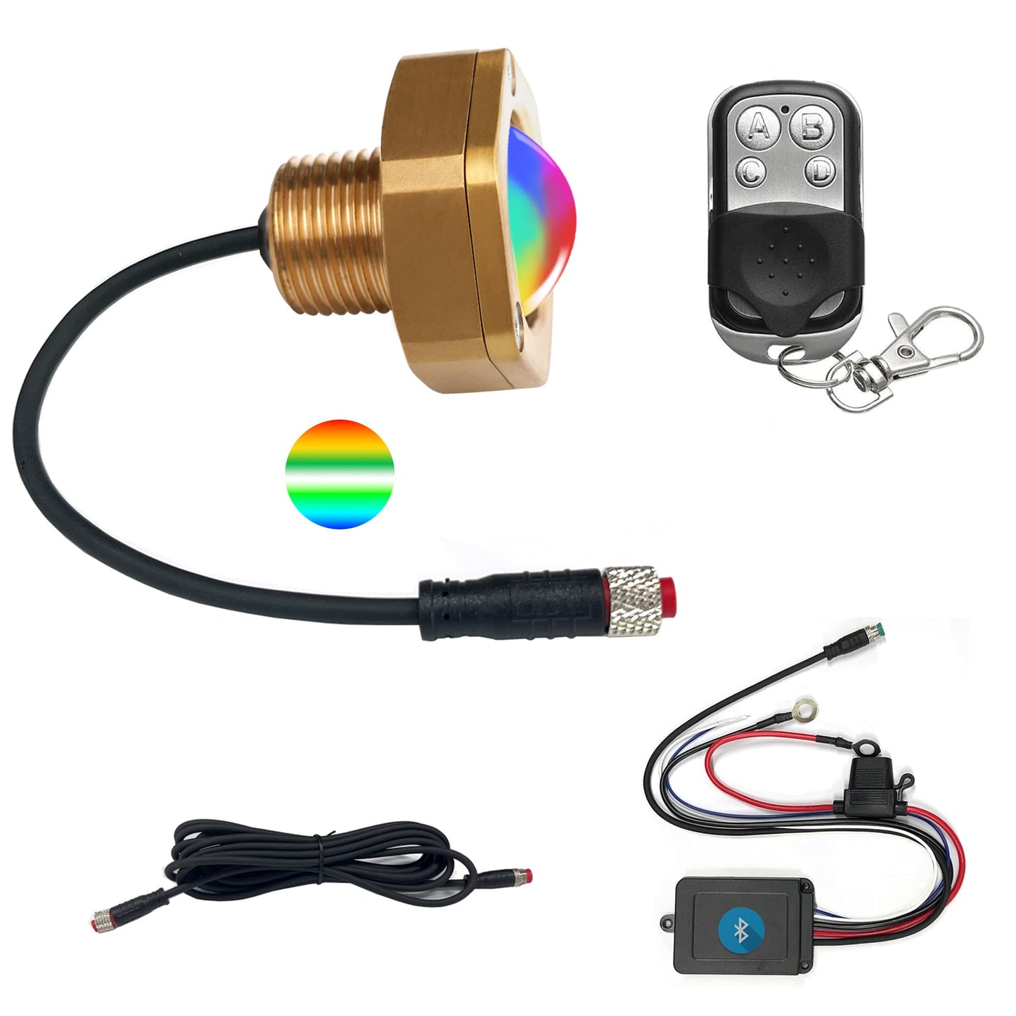 NBWDY Boat Drain Plug Light, RGBW IP68 Underwater Lights, 1/2in NPT, Bronze, APP Remote Control, Smart Cooling System