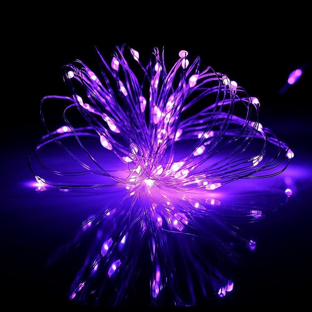 Anjaylia Led String Lights, 30 Leds, 10Ft Battery Operated Purple Fairy Lights For Home, Wedding, And Party Decorations, Model 002Pu