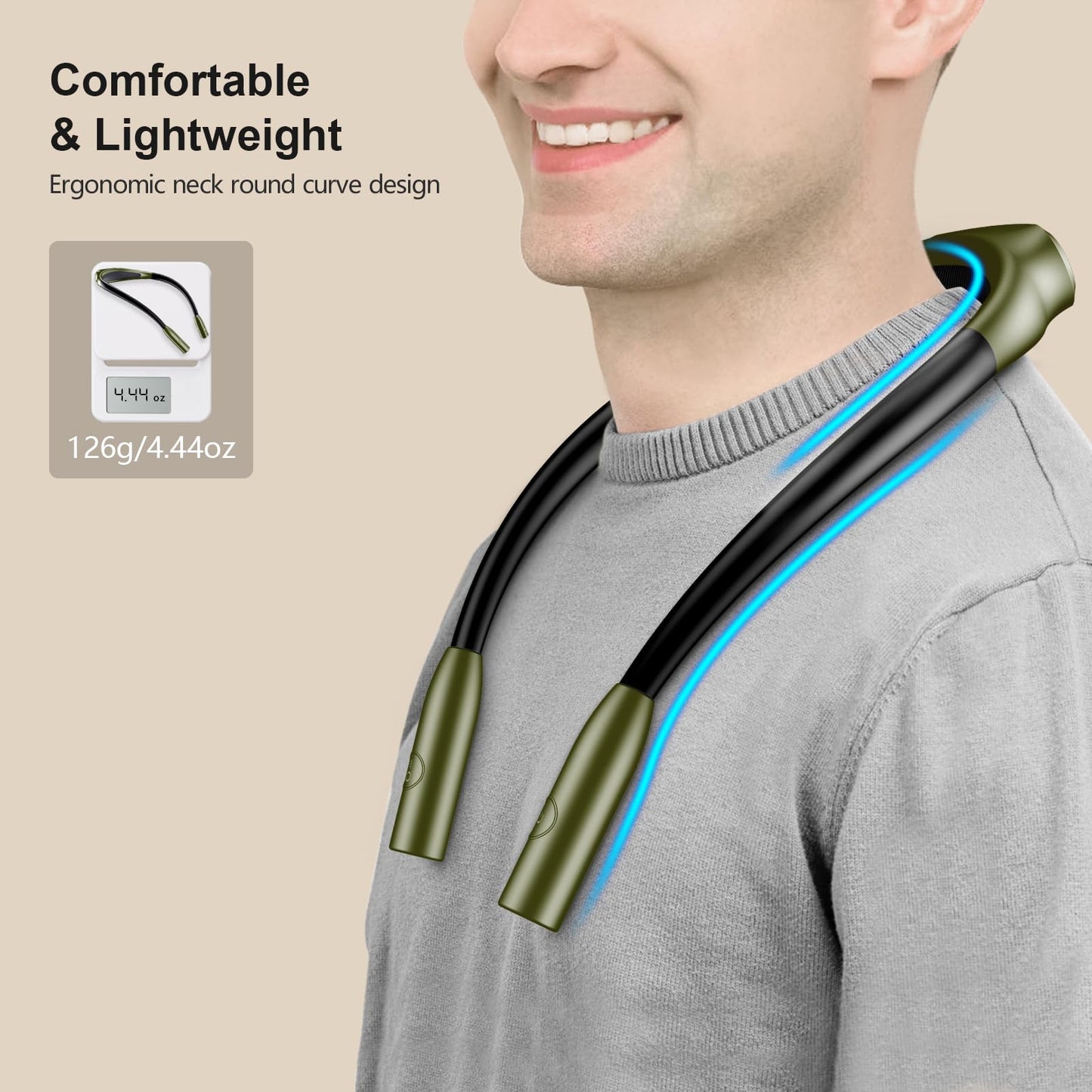Gritin LED Neck Reading Light, Dimmable, 80+ Hrs Runtime, Silicone, Deep Green, Model G1337