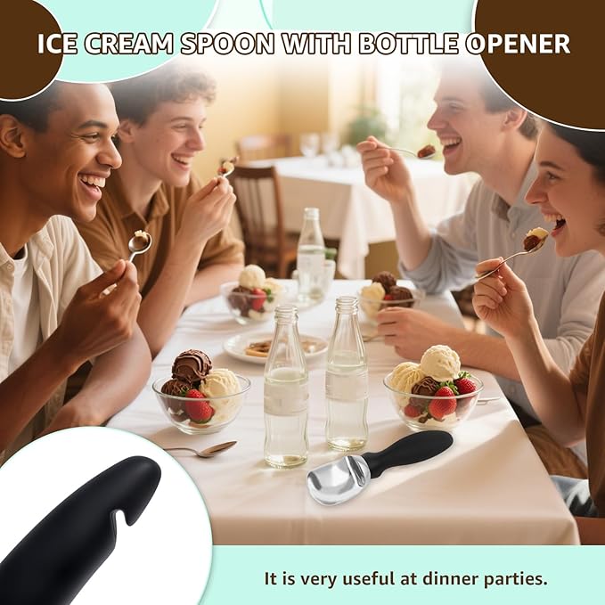 Ice Cream Scoop with Ergonomic Soft Grip Handle Professional Ice Cream Scooper Multifunctional Cookie Scoop for Cookie Dough Gelato Sorbet Black