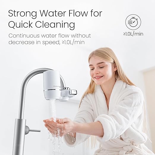 Waterdrop Ultra Filtration System for Skin Care, Faucet Water Filter, NSF Certified, 320 Gallons, Tap Water Filter, Reduces Chlorine, 𝐅𝐢𝐭𝐬 𝐒𝐭𝐚𝐧𝐝𝐚𝐫𝐝 𝐅𝐚𝐮𝐜𝐞𝐭, White(1 Filter)