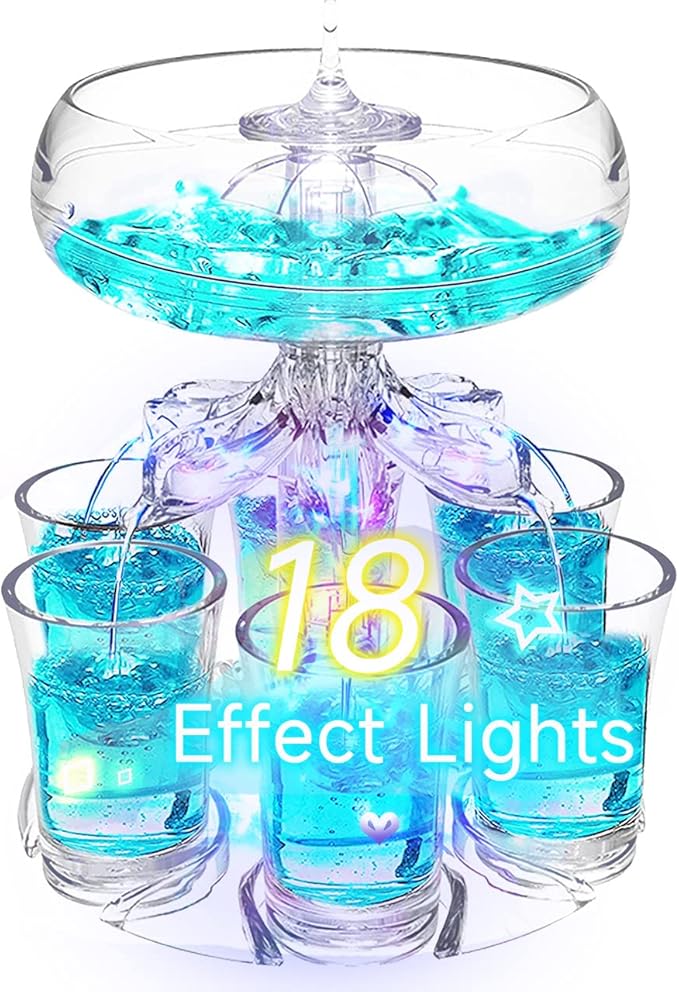 Zcvtbye Party Drink Shot Dispenser with 6 Shot Glasses Set - Acrylic Touchless Liquor Dispenser and Holder Shot Pourer for...