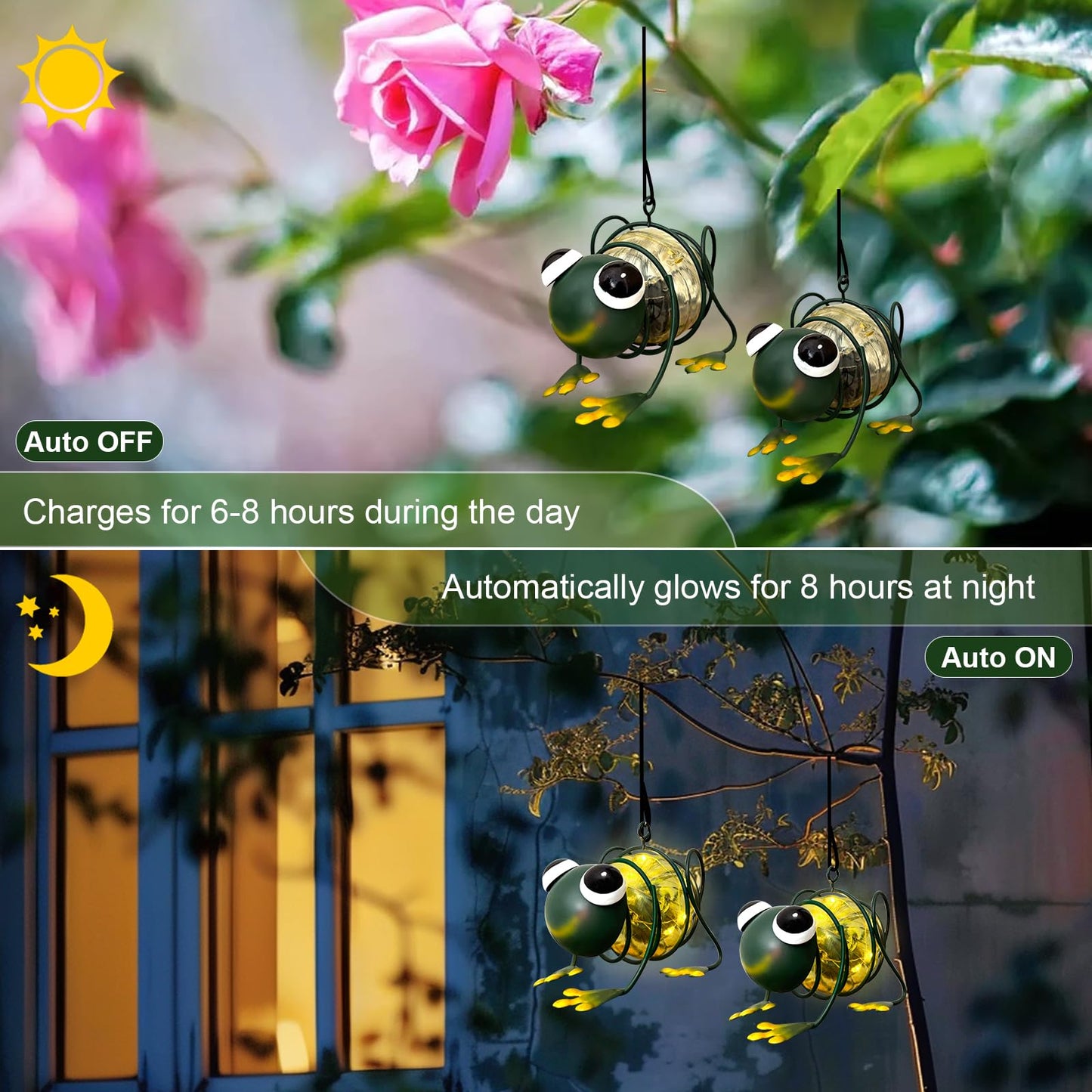 Evolux Solar Outdoor Frog Lights For Garden - Outdoor Statues Figurine Lights For Lawn  Patio  Balcony  Yard Ornament Cut Housewarming Gifts(2 Pcs)
