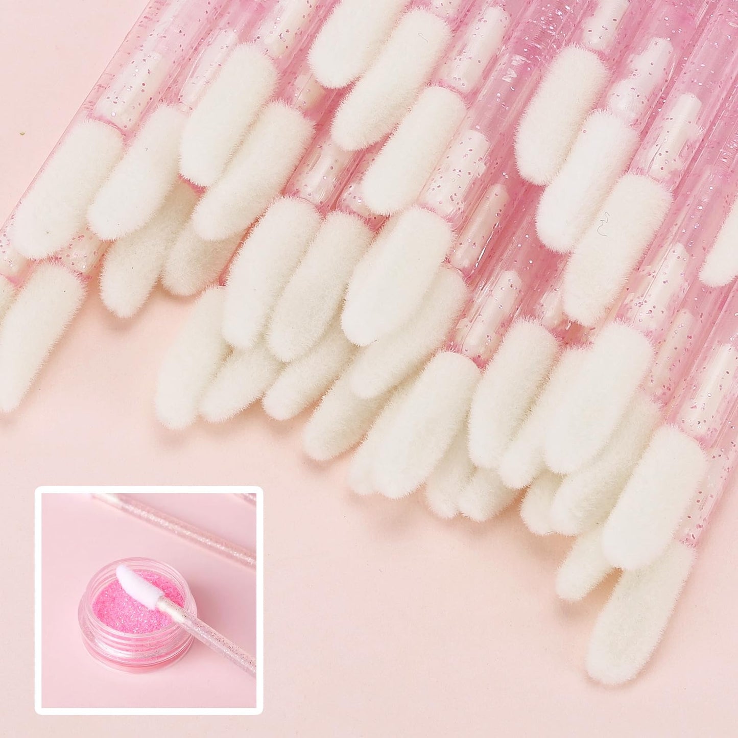 Tbestmax 200 Lip Applicators Disposable Lip Brushes Crystal Lipstick Lip Gloss Wands, Pink
