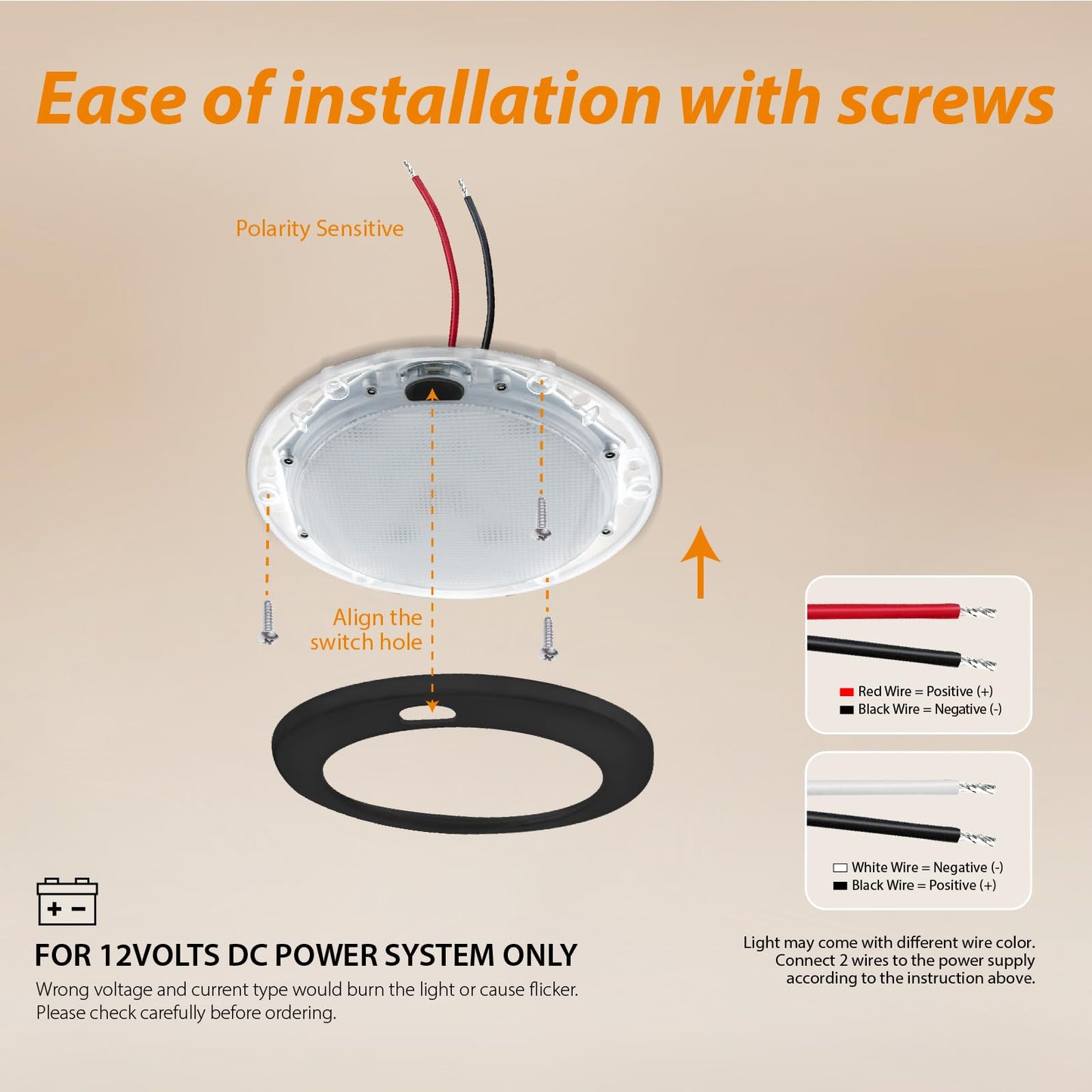 Dream Lighting 12Volt Rv Led Interior Light Fixture Black Shell Ceiling Downlight With Switch Warm White Lighting 300Lm 5Inch