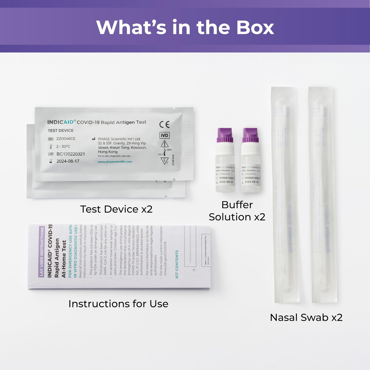 INDICAID COVID-19 Antigen Rapid Test, 6 Tests in 3 Individual Packs, FDA EUA Authorized OTC COVID Home Test, HSA/FSA Eligible, Fast and Easy to Use