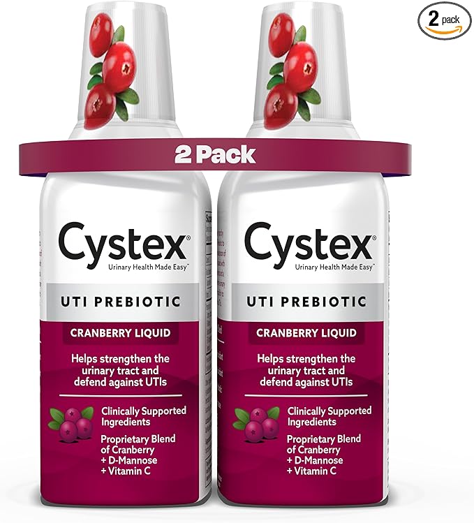 Cystex Urinary Tract Infection Support & Prevention – Cranberry Prebiotic Supplement with D-Mannose & Vitamin C for UTI Protection & Urinary Health Maintenance, (7.6 oz, 2 Pack)
