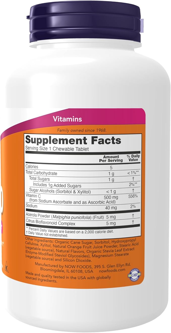 NOW Supplements, Vitamin C-500, Antioxidant Protection*, Orange Juice Flavor, 100 Chewable Lozenges (Pack of 2)