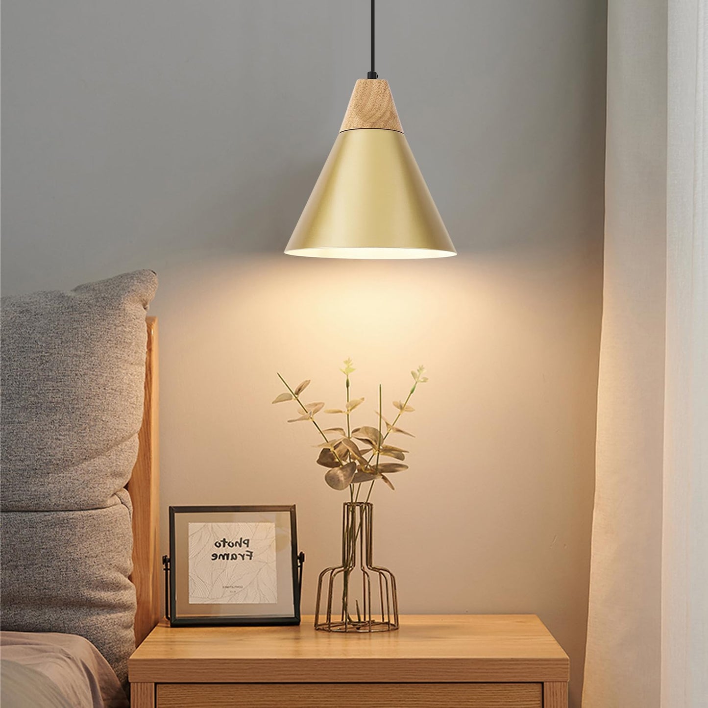 Sesiment Farmhouse Pendant Light 2 Packs 9.4Inches- Gold Pendant Lighting  Industrial Pendant Light  Kitchen Pendant Lights For Office  Bedroom  Living Room  Kitchen Island