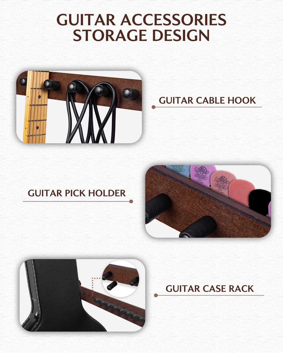 Strich Guitar Stand For Multiple Guitars, Hardwood Guitar Rack For 8 Electric Guitar Bass, Or 5 Acoustic Guitars, Padded Multi G