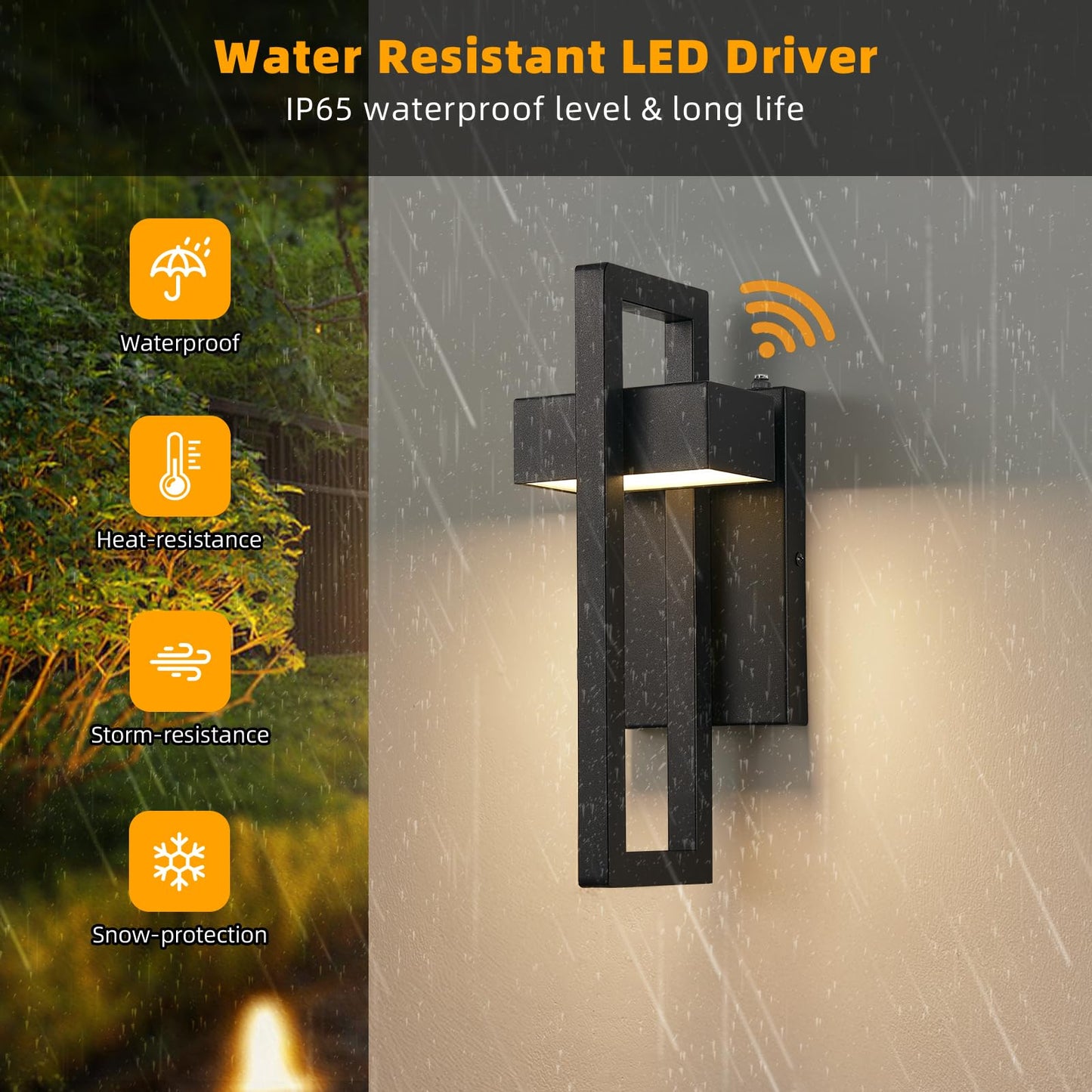 Tewei Led Outdoor Wall Sconce Dusk To Dawn Outdoor Lighting  Modern Exterior Lighting Fixtures  Black Led Front Porch Lights Outside Wall Mount Lights For House  Hallway  Warm White 3000K  1 Pack