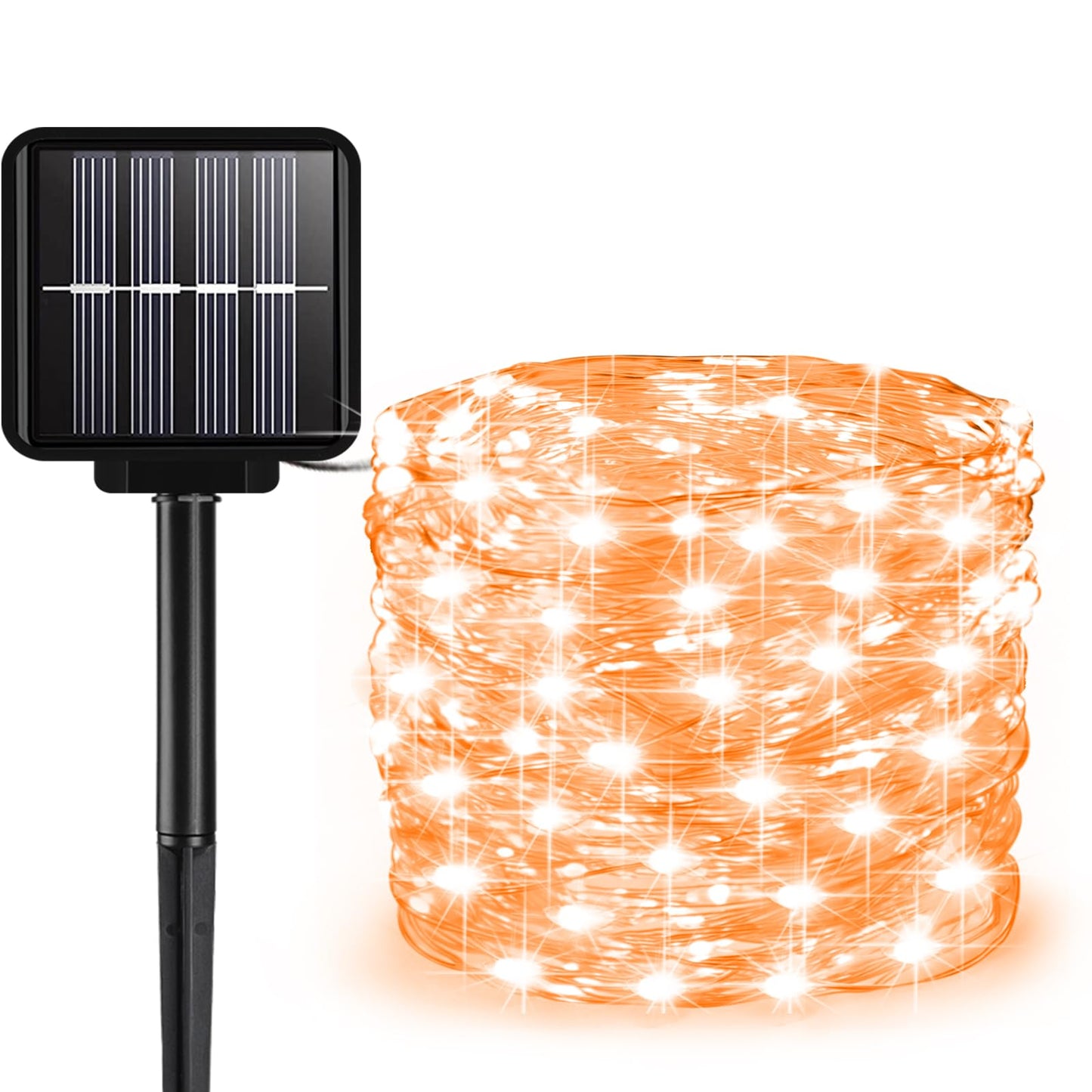 Solar String Lights Outdoor  66 Feet 200 Leds 8 Modes Solar Fairy Lights For Outside  Waterproof Outdoor Light For Patio Yard Christmas Tree Halloween Wedding Party Decorations  Orange