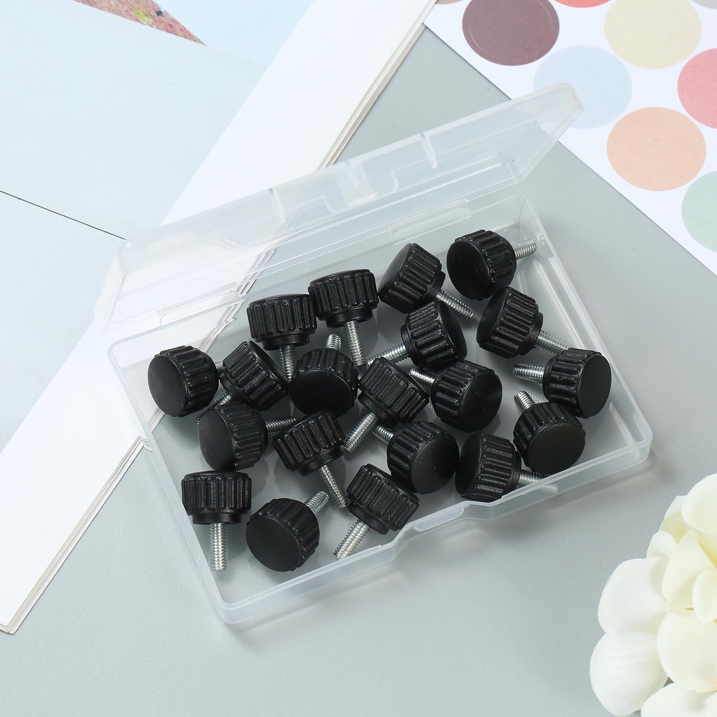 Vesslam 20 Pcs M4 x 10 mm Threaded Knurled Thumbscrew, Monitor Screws Vesa Mount Screws Carbon Steel Clamping Knobs Grip Thumb Screw Mounting Thumb Screw