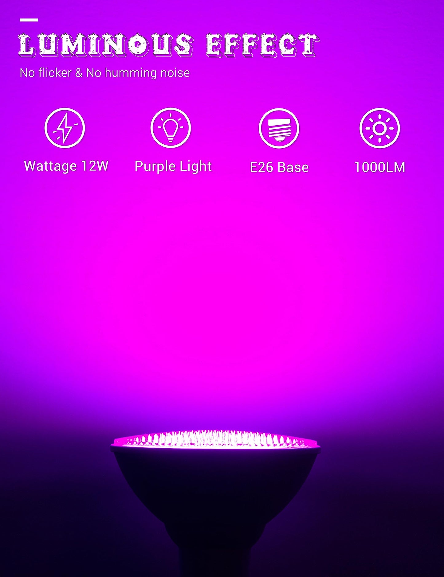 JandCase LED PAR30 Purple Flood Light Bulbs, 12W (100W Equivalent), 2 Pack, E26, Plastic, Outdoor Lighting
