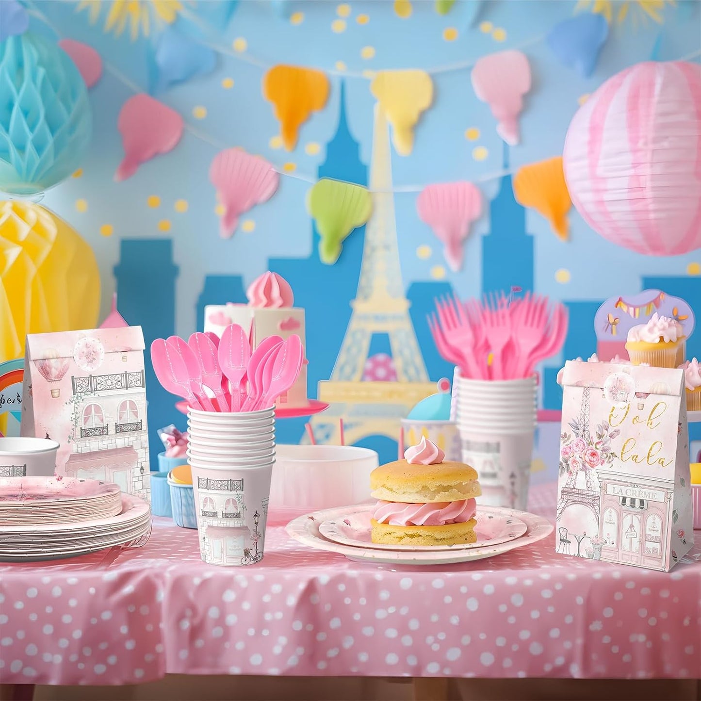Paris Party Decorations Set - Fun Parisian Party Favor for a Magical Celebration - Disposable Paris Party Supplies for Birthdays and Events