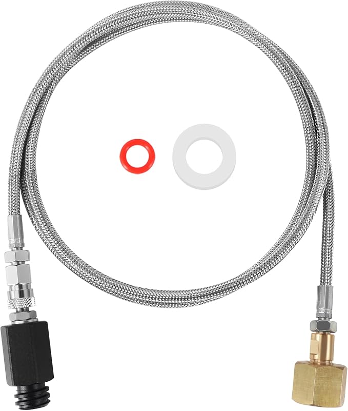 Soda Maker Adapter Soda Maker Connector, CO2 Tank CO2 Cylinder Adapter with Stainless Steel Hose, CGA320 to TR21-4 Carbonated Water Maker for Fizzi One Touch Jet Ninja