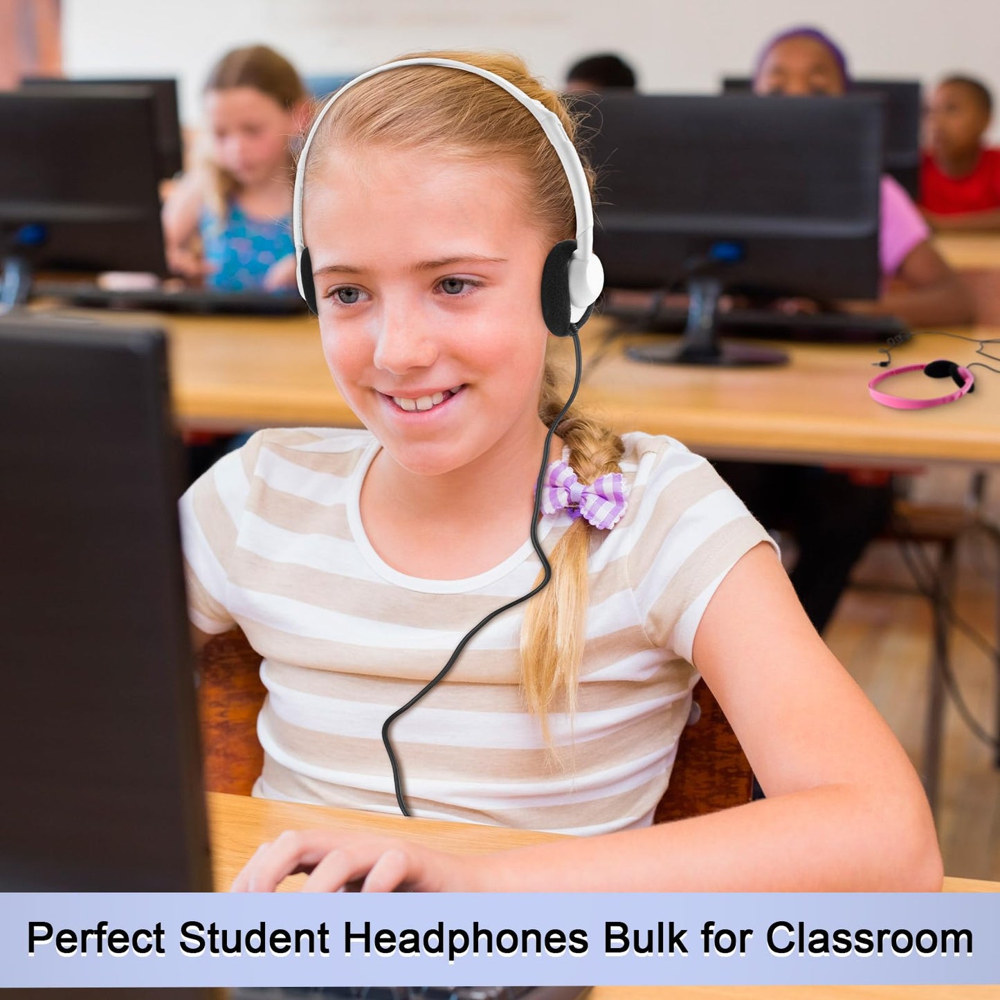 Yunsailing 30 Pack Class Set Headphones For Students Bulk School Headsets Earphones With 3.5Mm Jack Classroom Must Haves Teacher