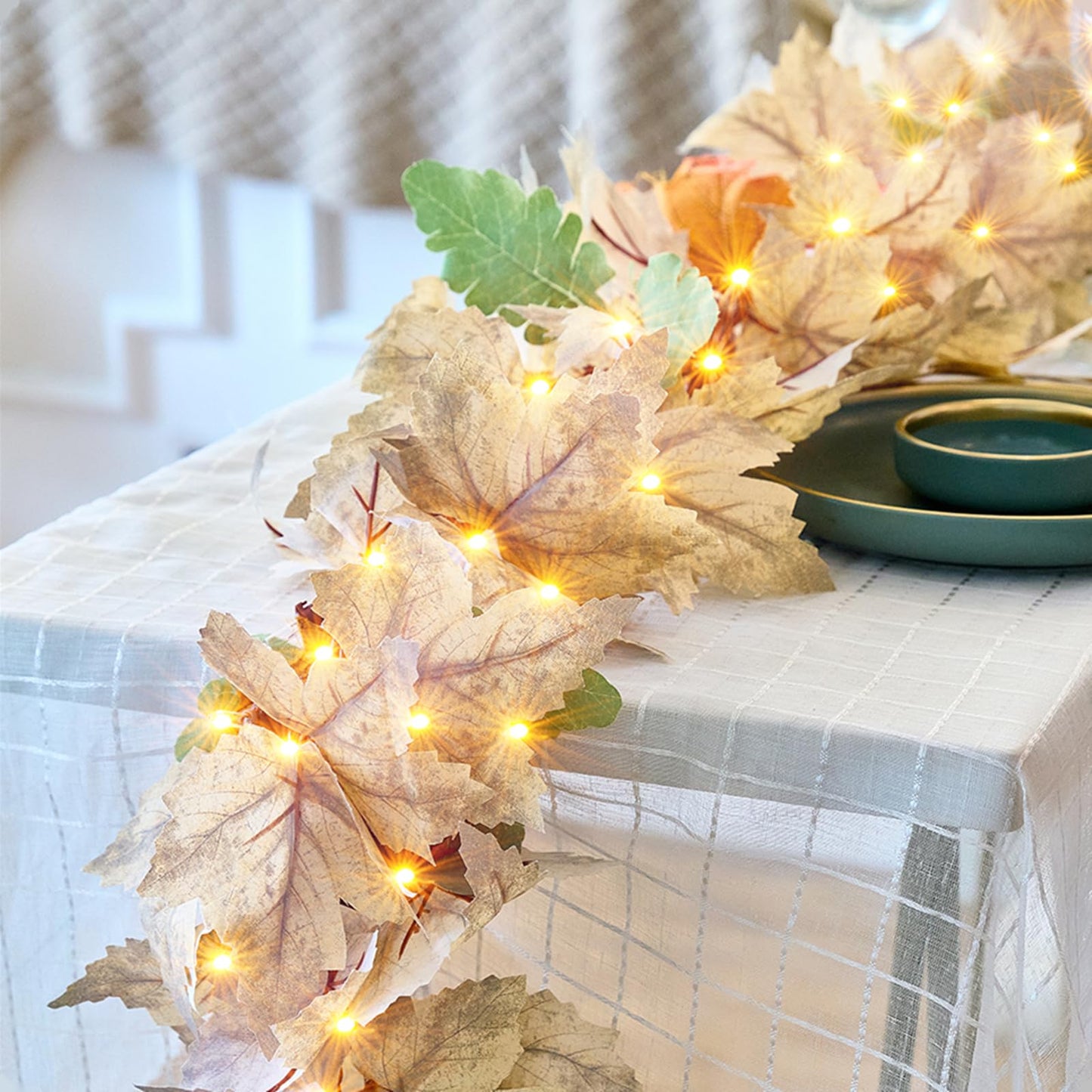 Meknow Fall Decorations - 3 Pack Plug-in Fall Lights, 50 Warm Incandescent Bulbs, UL Certified, Indoor/Outdoor, Model G0501A