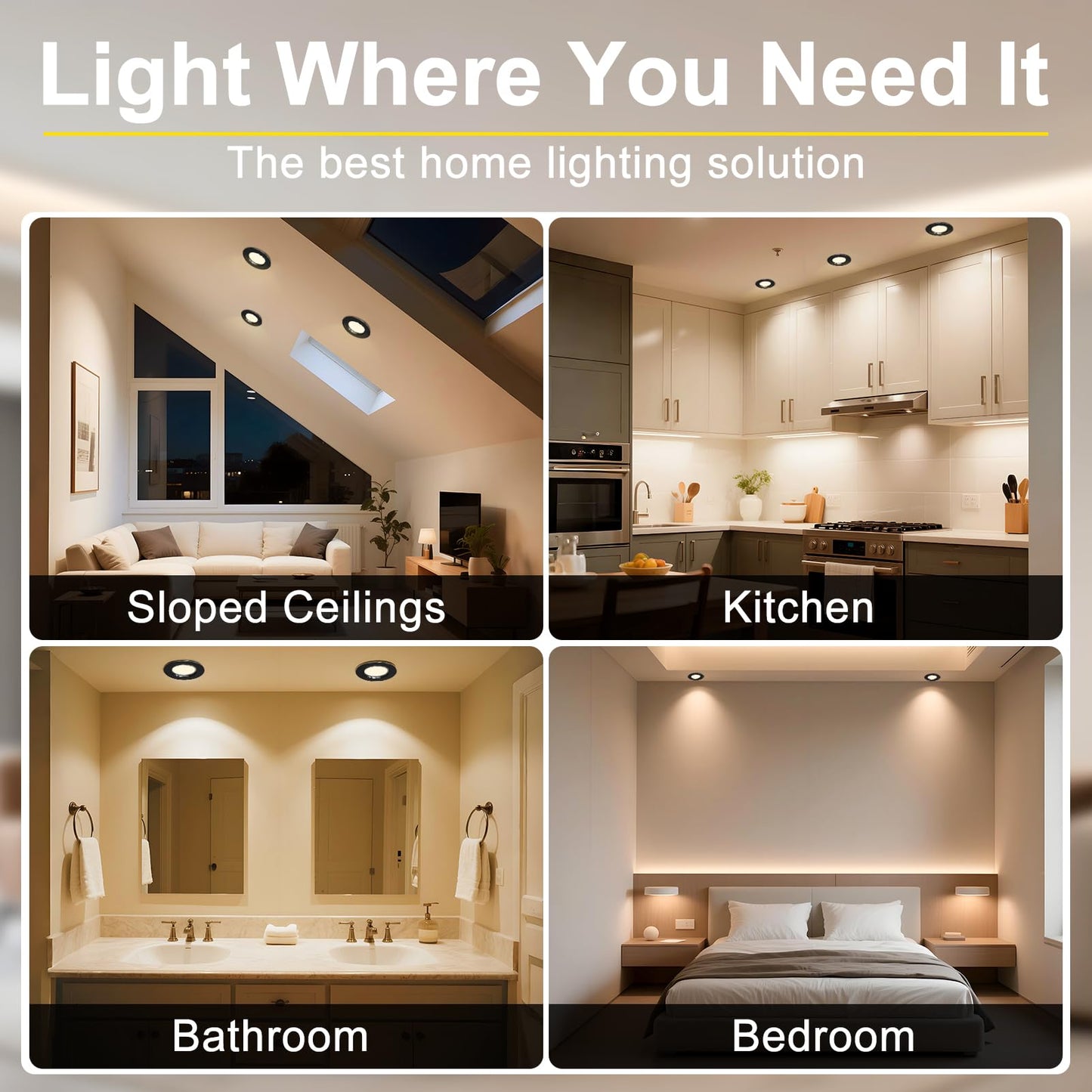 Lightdot 6 Pack 6 Inch Led Gimbal Recessed Lighting  360+90 Adjustable  3Cct Selectable & Dimmable (5%-100%)  1300Lm Ultra Bright Canless Downlight  Etl/Fcc Certified For Living Room/Kitchen-Black