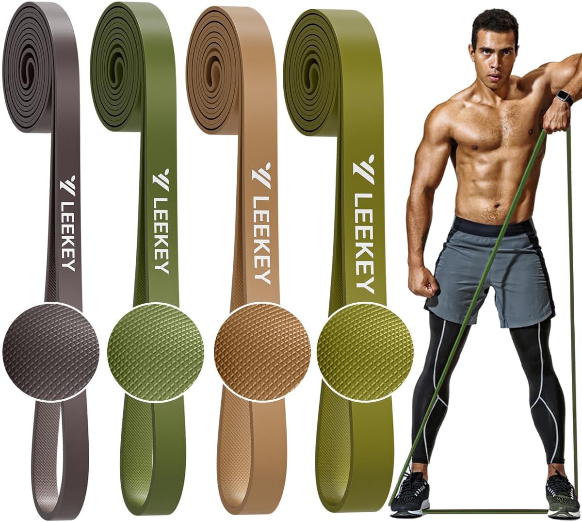 LEEKEY Resistance Bands, Exercise Bands with Handles,Pull Up Assist Bands - Band Set with Door Anchor - Bands for Working Out,Band for Men and Women Fitness Training,Home Workouts