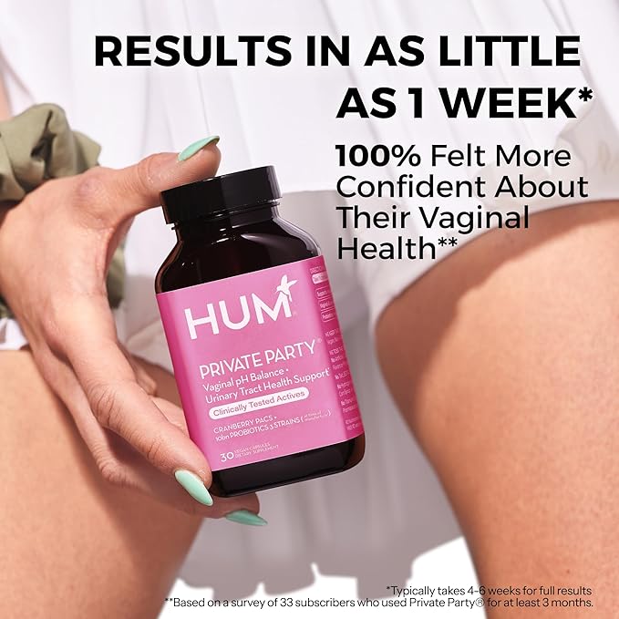 HUM Private Party - Vaginal Probiotics for Women's Health, pH Balance Supplement, and Urinary Tract Support with Cranberry & Lactobacillus Blend | Cranberry Pills, (30 Capsules)
