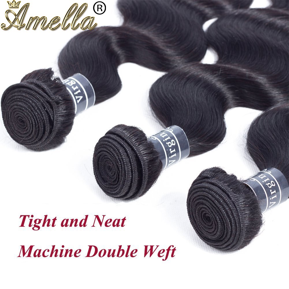Amella Hair 8A Brazilian Virgin Hair Body Wave 1 Bundle 100% Unprocessed Brazilian Body Wave Remy Human Hair Extensions(16inch)