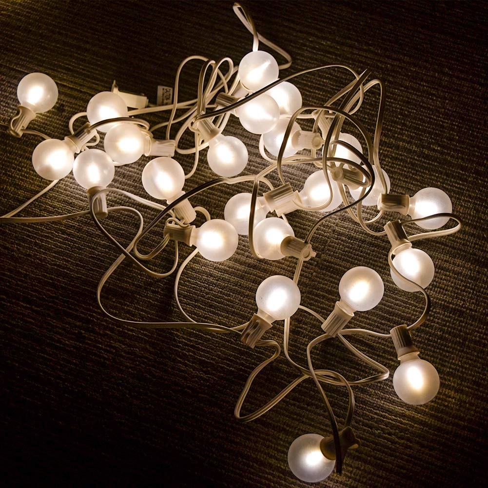 GOOTHY G40 LED String Lights - 25Ft, Frosted White, 27 Shatterproof Bulbs, Connectable Vintage Outdoor Patio Lights