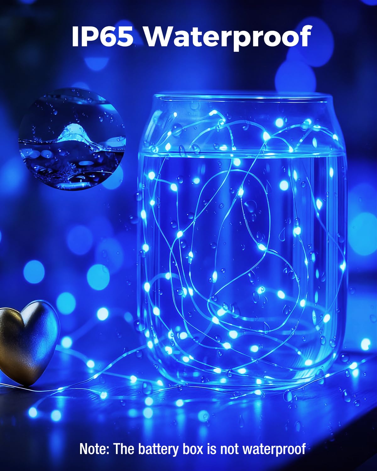 Btfarm 6 Pack Fairy Lights Battery Operated  7Ft 20 Led Mini String Lights Waterproof Silver Wire For Mason Jars Centerpiece Table Crafts Bedroom Christmas Decoration  Blue