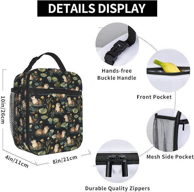Otter Lunch Box for Women Kids Girls Insulated Lunch Bag Lunchbox Adults Lunch Tote Bags Reusable Cooler for Work Office School Picnic Travel