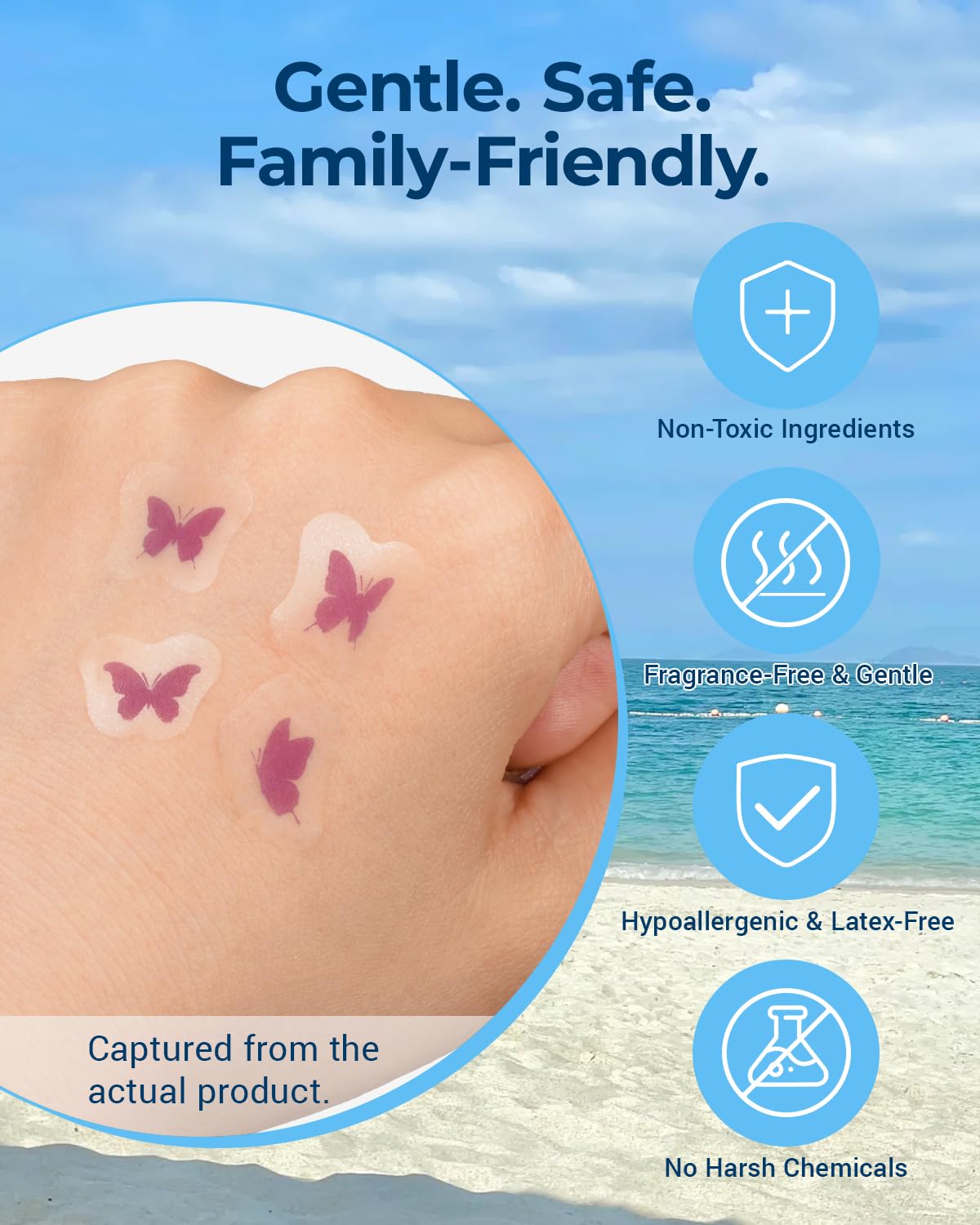 80 Pack UV Detection Stickers for Sunscreen Butterfly Pattern- Sunscreen Dots UV Stickers for Kids Adults -Waterproof Sun Protec