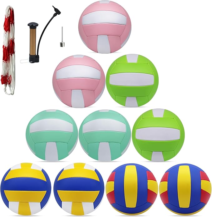 ZHUOKECE Volleyball, 10 Pack Official Size 5 Inflatable Volleyballs Pool Volleyball Spike Training Equipment Outdoor Sand ...