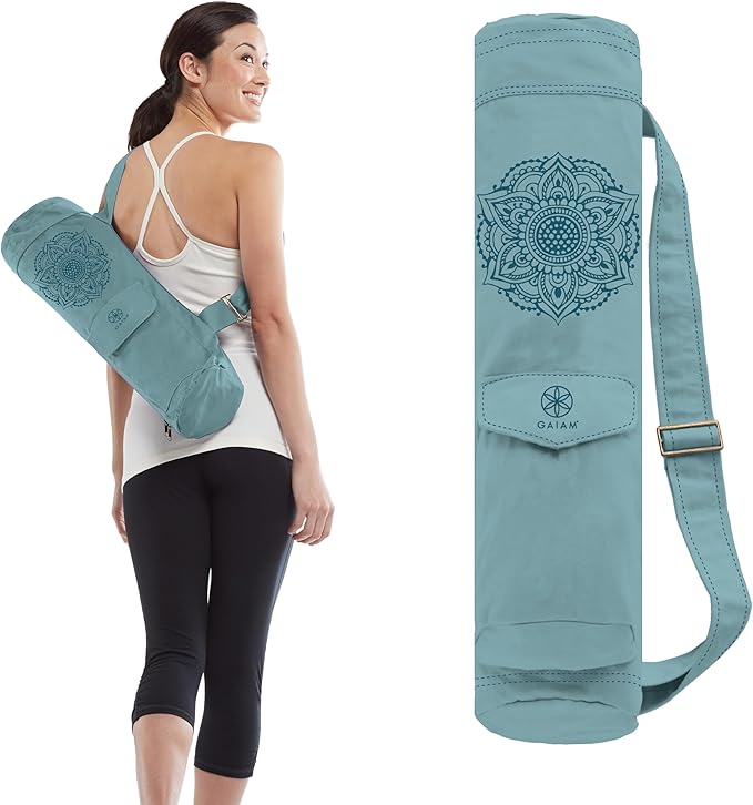 Gaiam Cargo Yoga Mat Bag, Full-Zipper Yoga Mat Carrier with Adjustable Strap, Front & Exterior Phone Pocket with Earbuds S...