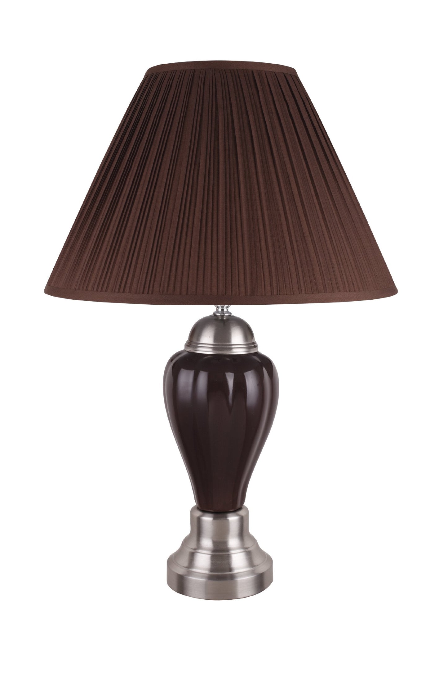 Ore International Ceramic Table Lamp 27-Inch 6117SN-ES Silver/Espresso
