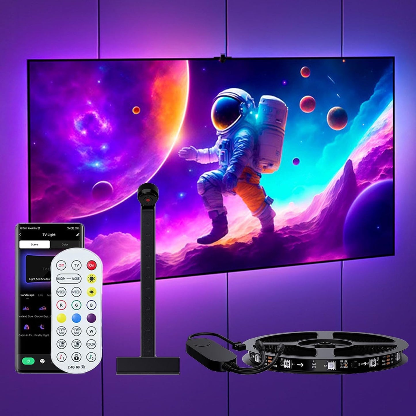 RadiantFlux LED Strip Lights, 16.4FT RGB Backlight for TV, Smart Remote Control, Model RF-RF-DD002-SXTRGBIC